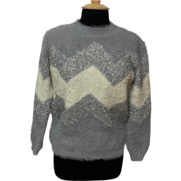 Fate Ladies Sweater With Chevron Lurex Inset Detail size medium - Picture 1 of 4